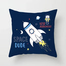 Axyaa Space Cat Moon Cushion Cover Universe Sun Planet Rocket Pillowcase