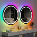 Axyaa LED Round Bathroom Mirror with Smart Anti-fog & RGB Backlit Colors