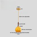 Axyaa Walnut Wood Glass LED Pendant Light - Modern Nordic Kitchen Living Room Lamp