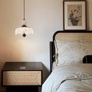Axyaa Walnut Wood Grain Pendant Light - Antique Style Single Head Hanging Line Light