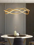 Axyaa Line Art LED Chandelier Modern Designer 3D Curved Pendant Lamp for Home Decor