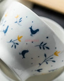 Axyaa Handdrawn Cute Ceramic Bowls Set - Rice, Noodle, Small, High-legged, Soup Bouls