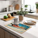 Axyaa Christmas Santa Kitchen Absorbent Mat - Antiskid & Quick Draining Tableware Mat