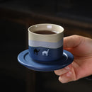 Axyaa Desert Camel Coarse Pottery Coffee Cup and Saucer Set