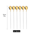 Axyaa Gold Cutlery Set: 6Pcs Long Handle Spoons for Coffee, Tea, Juice, Ice Cream