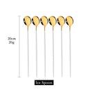 Axyaa Gold Cutlery Set: 6Pcs Long Handle Spoons for Coffee, Tea, Juice, Ice Cream