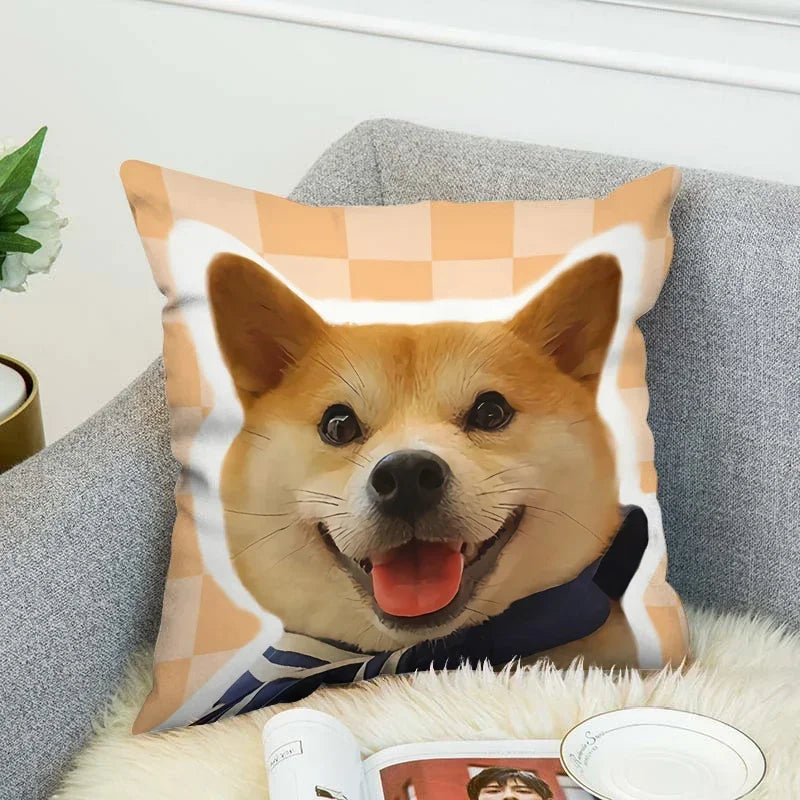 Axyaa Shiba Inu Pillow Cover for Decorative Home and Car Cushions