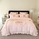 Axyaa Pink Embroidery Bedding Set Double King Queen Size with Duvet Cover & Sheets