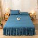 Axyaa Solid Color Bed Skirt with Elastic Band, Queen/King Size, Brushed Fabric