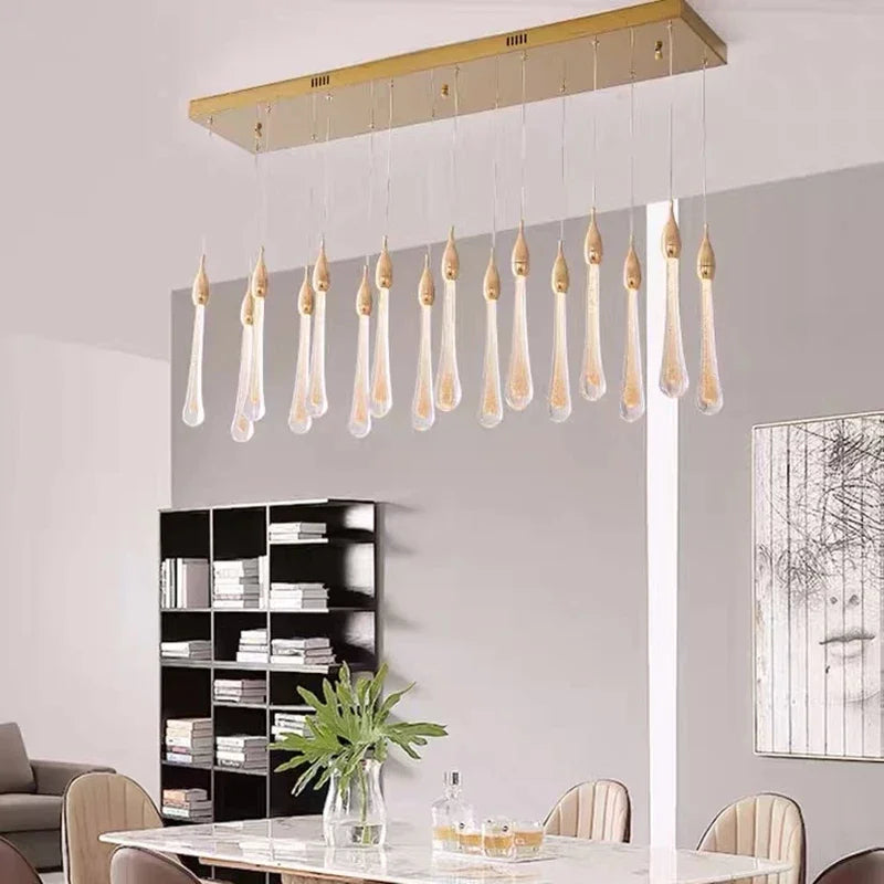 Axyaa Modern Crystal LED Chandelier for Living Room, Luxury Gold Staircase Hanging Light Fixture