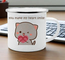 Axyaa Cat Enamel Coffee Mug - Unique Funny Tea Cup for Travel and Home