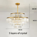 Axyaa Golden Crystal LED Chandelier for Elegant Living Spaces