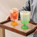 Axyaa Flower Glass Cup Set - Colourful Goblet for Home, Bar, and Cafe Drinkware