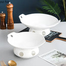 Axya Ceramic Dinner Plates Hot Pot Stove Set - Creative, Irregular Design Solid Color Tableware.
