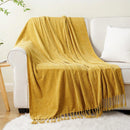 Axyaa Chenille Throw Blanket Fringe Tassels Soft Cozy Knit Sofa Christmas Decor