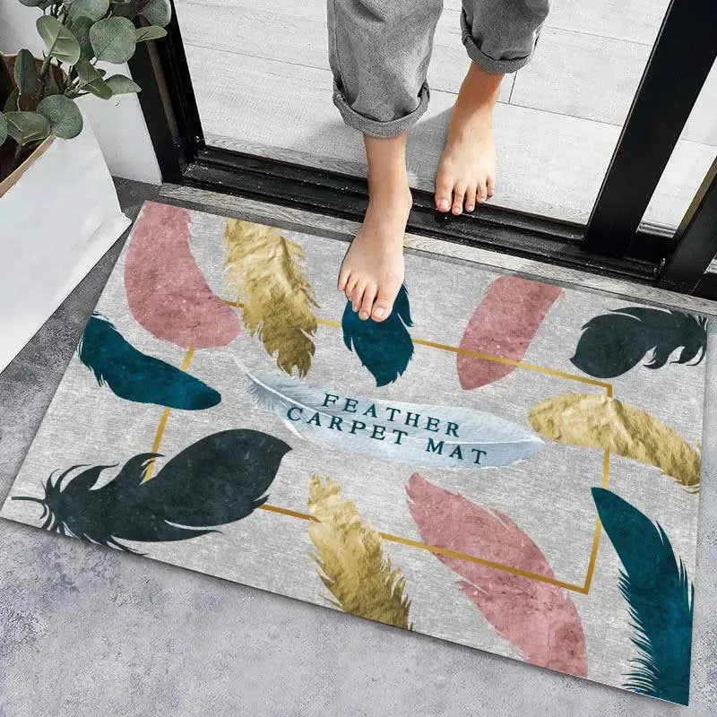 Axyaa Geometric Print Non-Slip Kitchen Rug: Bohemian Ethnic Style, Modern Design