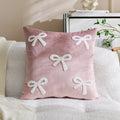 Axyaa Christmas Bowknot Embroidered Pillow Covers for Home Decor