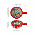 Axyaa Hand-Painted Ceramic Salad Bowl with Handle - Microwave & Oven Safe