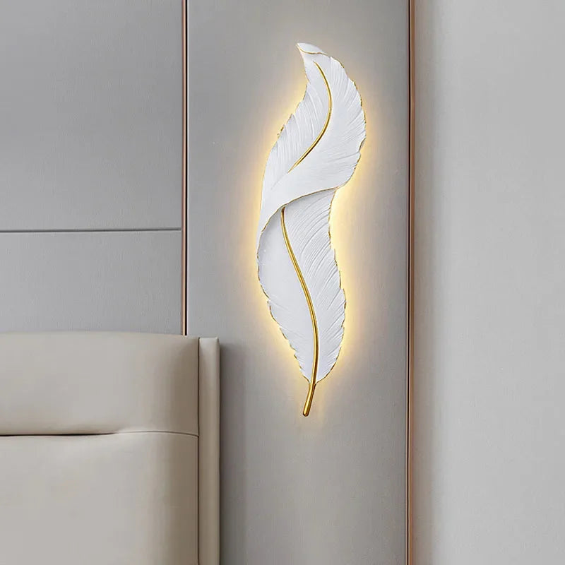 LED Feather Wall Lamp Living Room Hotel Bedroom Sconces Axya Lighting Luster