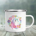 Axyaa Elephant Print Enamel Camping Mug - Creative Handle Drinkware Hiking Cup
