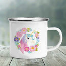 Axyaa Elephant Print Enamel Camping Mug - Creative Handle Drinkware Hiking Cup