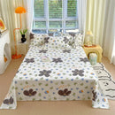 Axyaa Green Check Raw Cotton Double Bed Sheets Set Queen/King Flat Top Full Cover