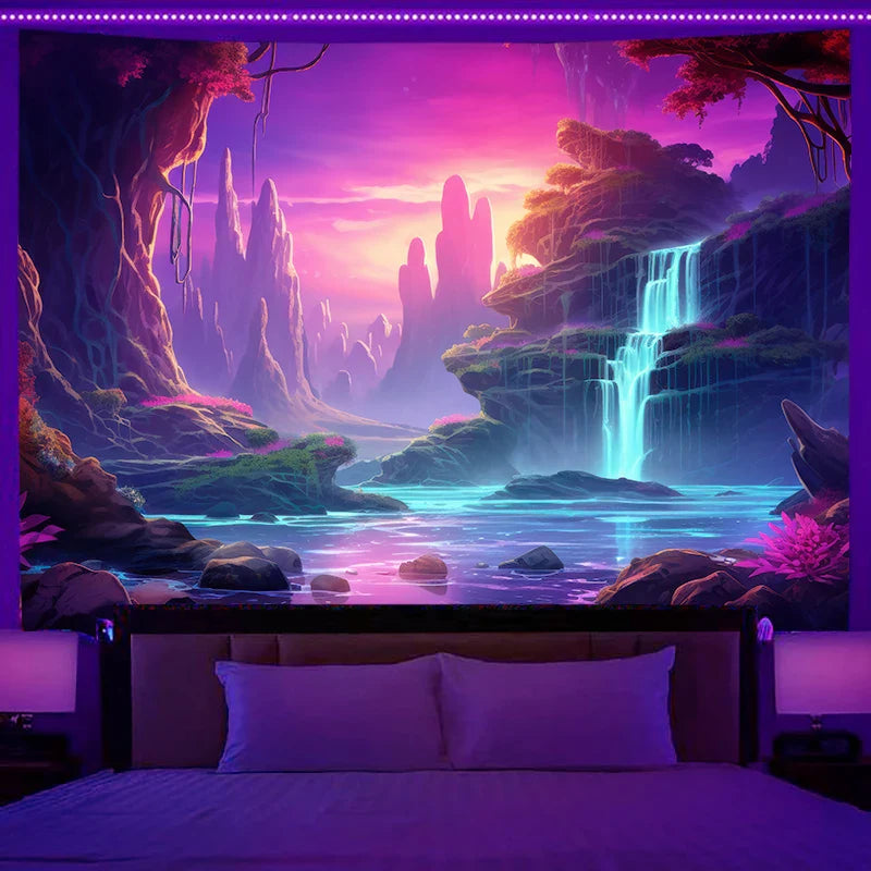 Axyaa Fantasy Starry Sky Cat Tapestry for Home Bedroom Hippie Decor