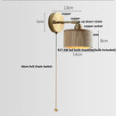 Axyaa Walnut Wood LED Wall Light Fixture with Pull Chain Switch