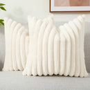 Axyaa Faux Fur Striped Pillow Covers 16x16 2pcs Soft Plush Velvet Back Decor