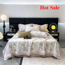 Axyaa Flower Print Hollow Edge Cool Quilt Set