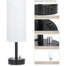 Axyaa Black Bedside Lamp with USB Charging Ports & Dimmable 3 Color Temperatures