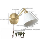 Axyaa White Ceramic LED Wall Sconce Lamp, Nordic Copper Minimalism for Living Room, Bedroom