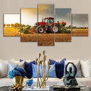 Axyaa Red Tractor Harvester Canvas Art - Home Decor Print for Living Room