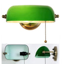 Axyaa Green Glass Bankers Wall Light with Pull Chain Switch