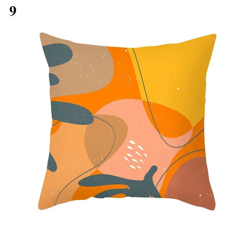 Orange Geometric Leaf Lines Pillowcase by Axyaa - Home Decor and Cozy Throw Pillows