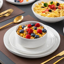 Axyaa 16/32 Piece White and Black Porcelain Dinnerware Set with Curved Rim Edge