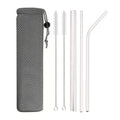 Axyaa Stainless Steel Smoothie Straws - Set of 6 with Cleaning Brush