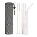 Axyaa Stainless Steel Smoothie Straws - Set of 6 with Cleaning Brush