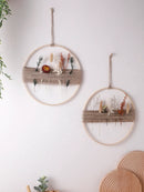 Axyaa Rustic Wooden Wall Hanging Vase with Dried Flowers & Jute Rope Decor