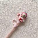 Axyaa Strawberry Bear Silicone Straw Cap for Water Cup - Pink