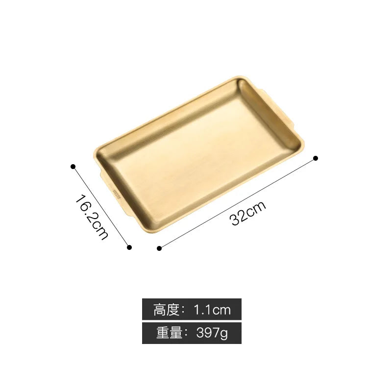 Axyaa Stainless Steel Rectangular Food Storage Tray for Sushi BBQ Baking Pan