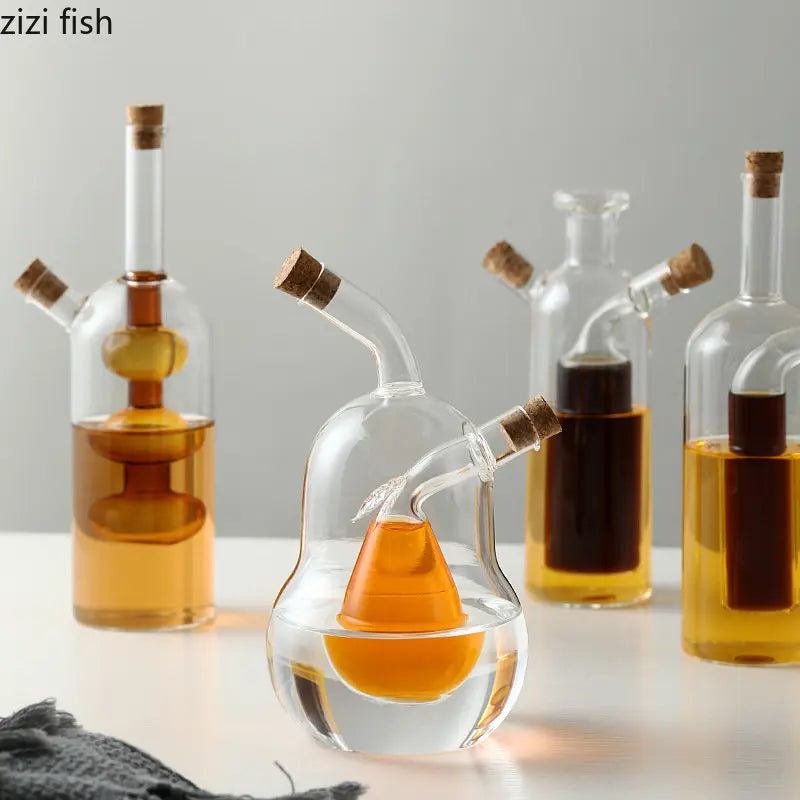 Axya Double Layer Glass Oil Jug Seasoning Container Kitchen Organizer