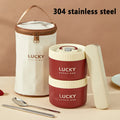 Axyaa Stainless Steel Insulated Lunch Box Set with Cutlery and Thermal Bag