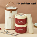 Axyaa Stainless Steel Insulated Lunch Box Set with Cutlery and Thermal Bag