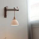 Axyaa Vintage Wood Ceramic LED Wall Light for Bedroom and Living Room
