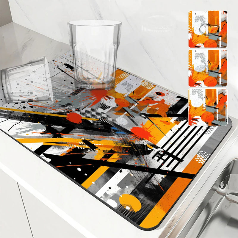 Axyaa Geometric Lines Drain Pad for Kitchen and Bathroom