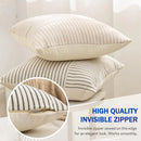 Axyaa Modern Striped Linen Pillow Covers 18x18 Square Throw Patchwork Decor
