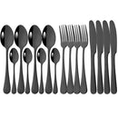 Axyaa 16-Piece Mirror Black Stainless Steel Cutlery Set for Kitchen Tableware