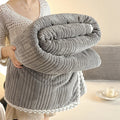 Axyaa Knitting Velvet Throw Blanket: Lightweight, Warm, All Season Solid Color Plaid