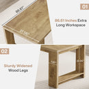 Axyaa Double Computer Desk, 86.6" Extra Long Wood Workstation